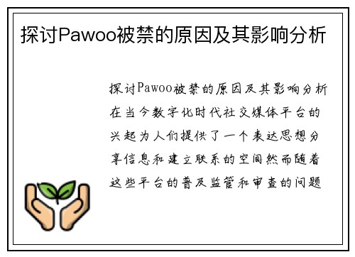 探讨Pawoo被禁的原因及其影响分析